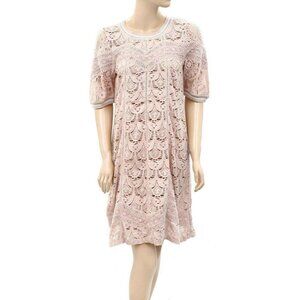 Odd Molly Anthropologie Floral Embroidered Mini Dress Crochet Lace S-1